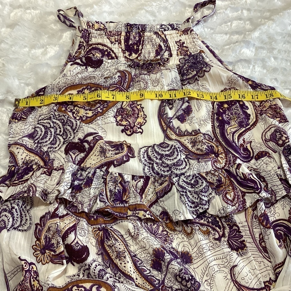 NEW Band of the Free Boho Liliane Purple Paisley Tiered Maxi Dress S Viscose - Picture 8 of 10